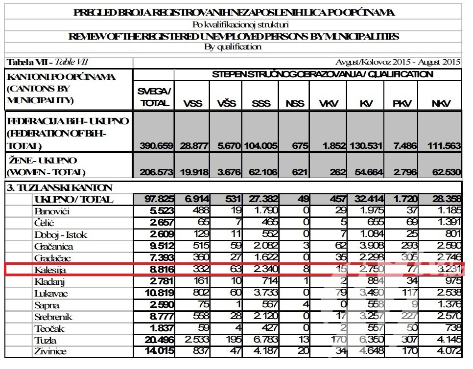 prema struci kalesija 2015
